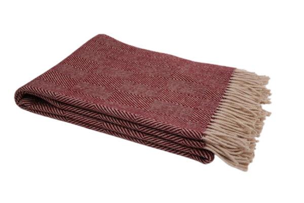 Ecola Bordeauxrode Wollen Plaid - Afbeelding 2