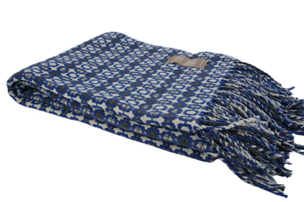 Blauwe geruite wollen plaid - Afbeelding 3