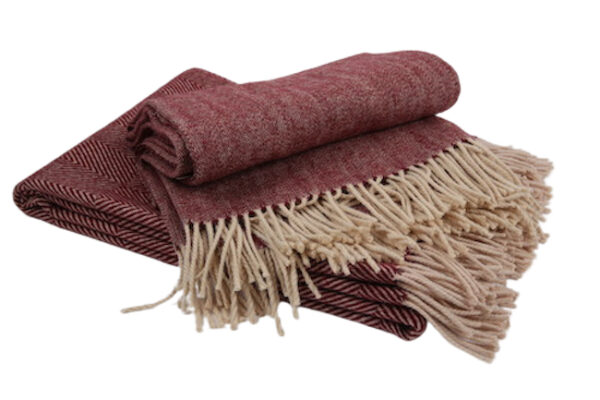 Ecola Bordeauxrode Wollen Plaid - Afbeelding 3