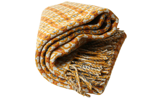 Wollen Portugese plaid met okergeel en rood - Afbeelding 4
