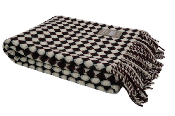 Plaid aubergine met zwart en crème - Afbeelding 4