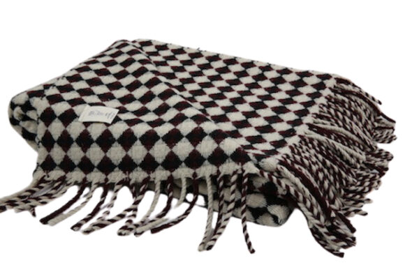 Plaid aubergine met zwart en crème - Afbeelding 3