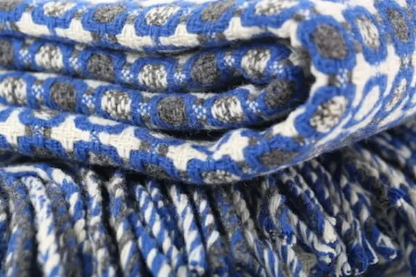 Plaid-Wol-Blauw-Grijs-Crème