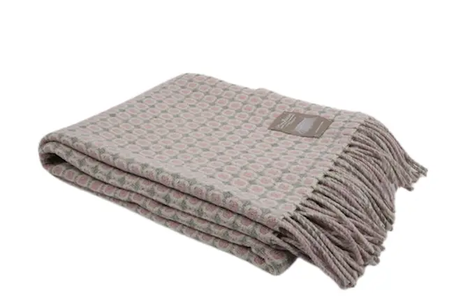 Grijs met roze wollen plaid - Afbeelding 4